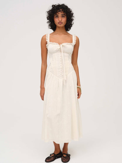 Baby Daisy Poplin Midi Dress White - For Love & Lemons