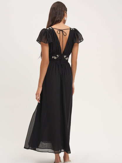 Emmie Chiffon Maxi Dress Black - For Love & Lemons
