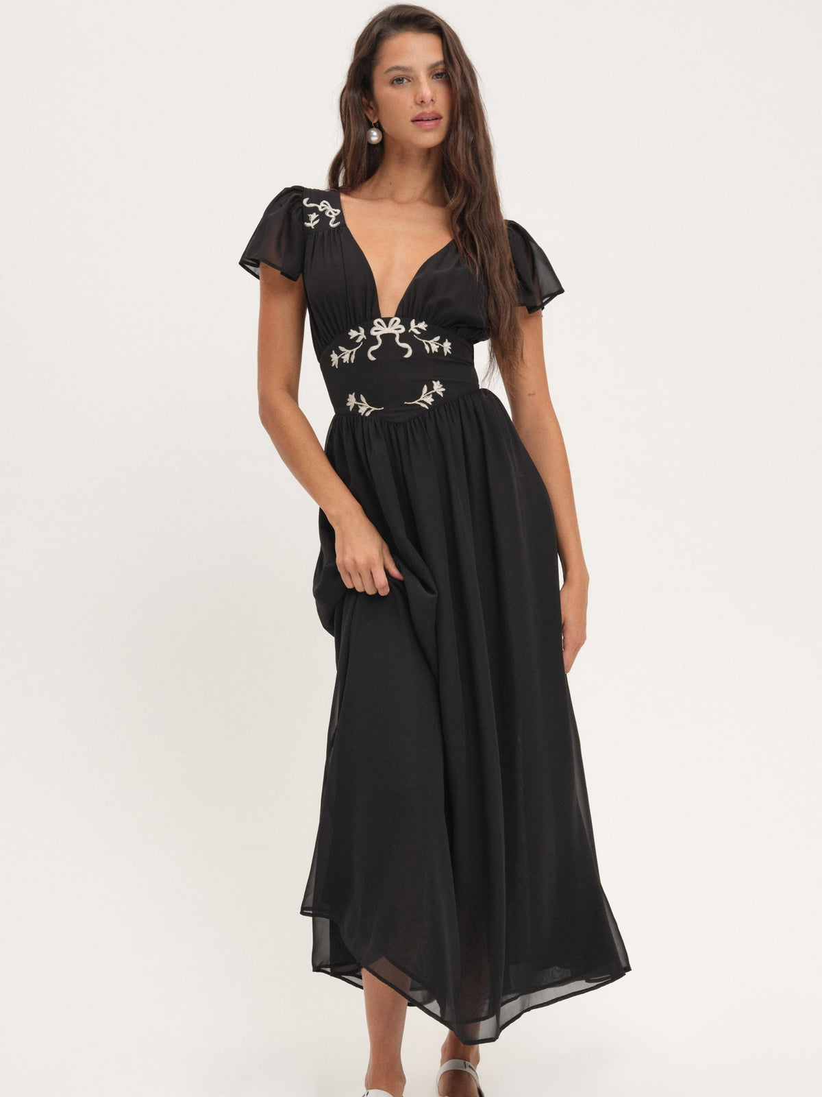 Emmie Chiffon Maxi Dress Black - For Love & Lemons