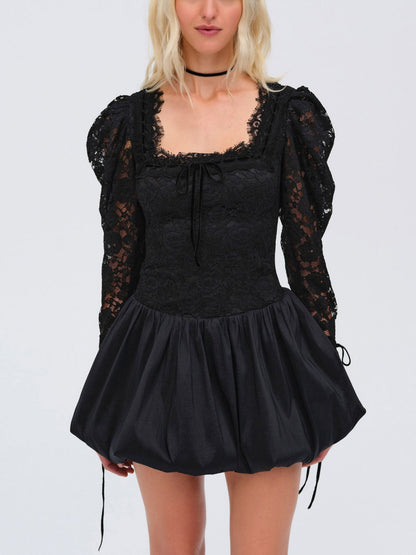 Waverly Lace Mini Dress Black - For Love & Lemons