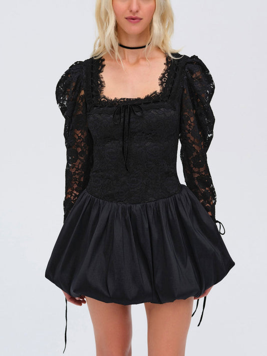Waverly Lace Mini Dress Black - For Love & Lemons