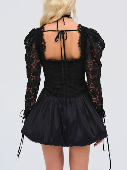 Waverly Lace Mini Dress Black - For Love & Lemons