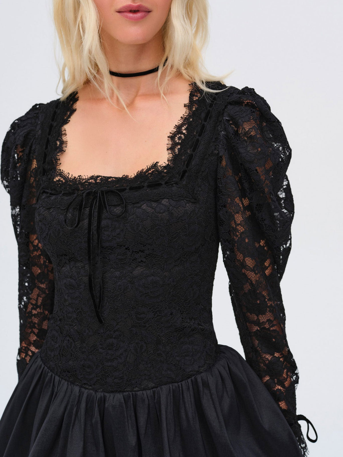 Waverly Lace Mini Dress Black - For Love & Lemons