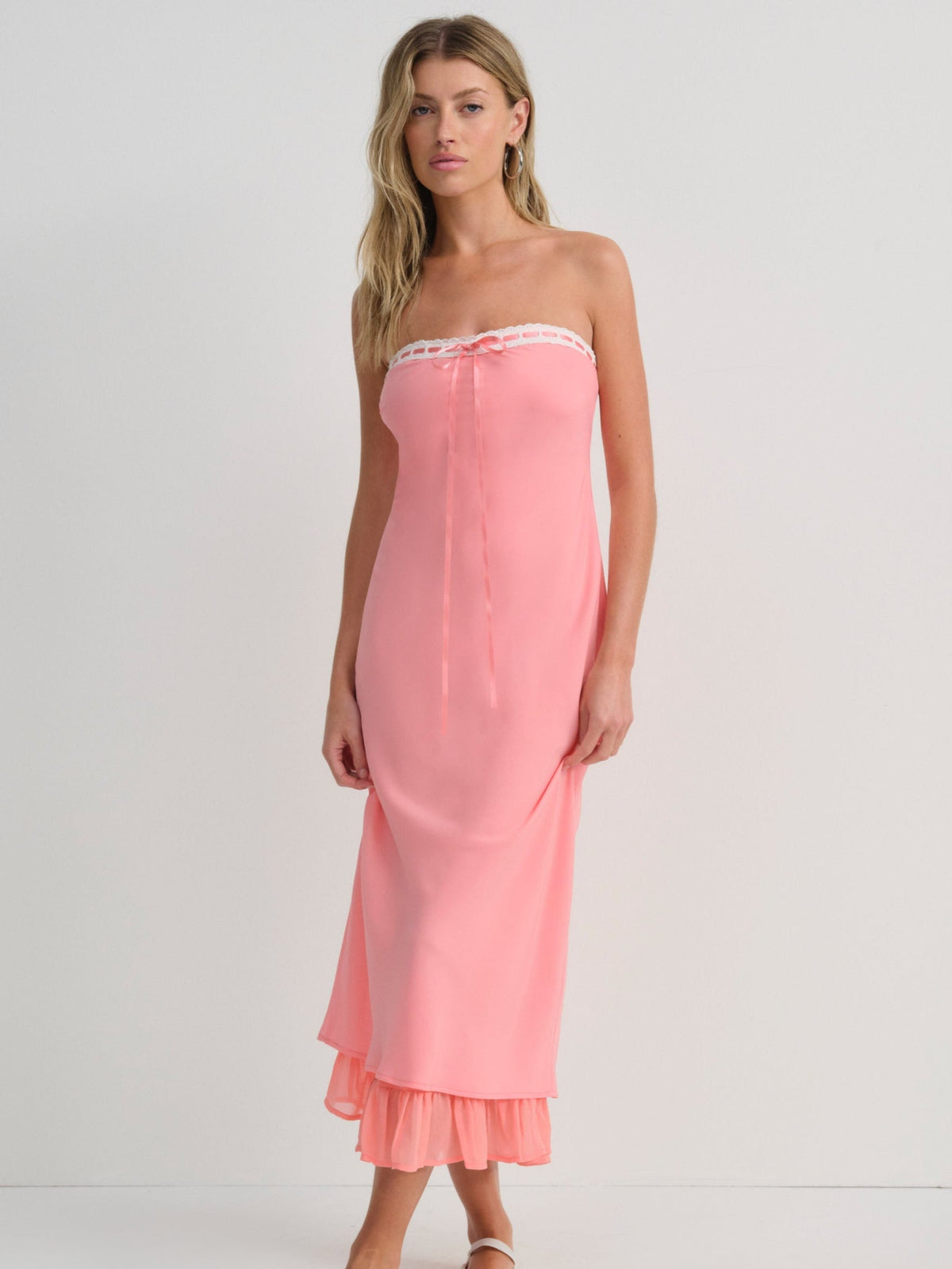 Daisy Mae Midi Dress Coral - For Love & Lemons