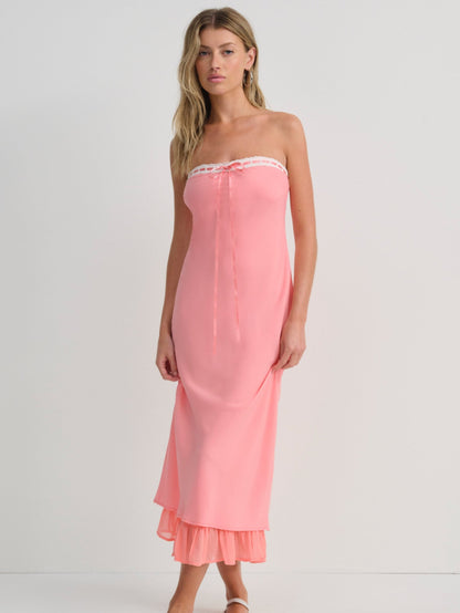 Daisy Mae Midi Dress Coral - For Love & Lemons