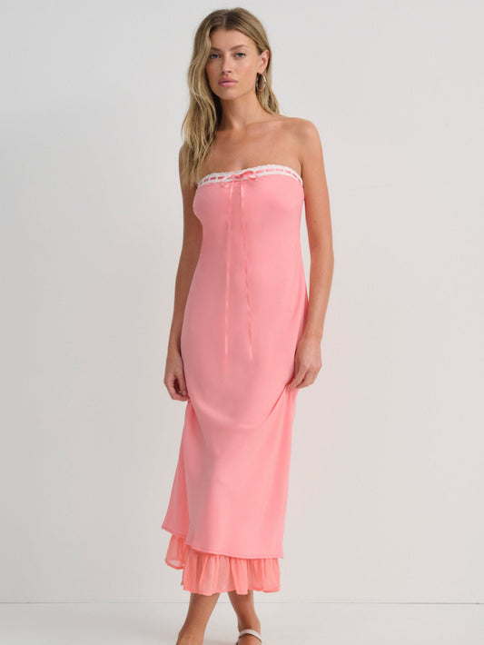 Daisy Mae Midi Dress Coral - For Love & Lemons