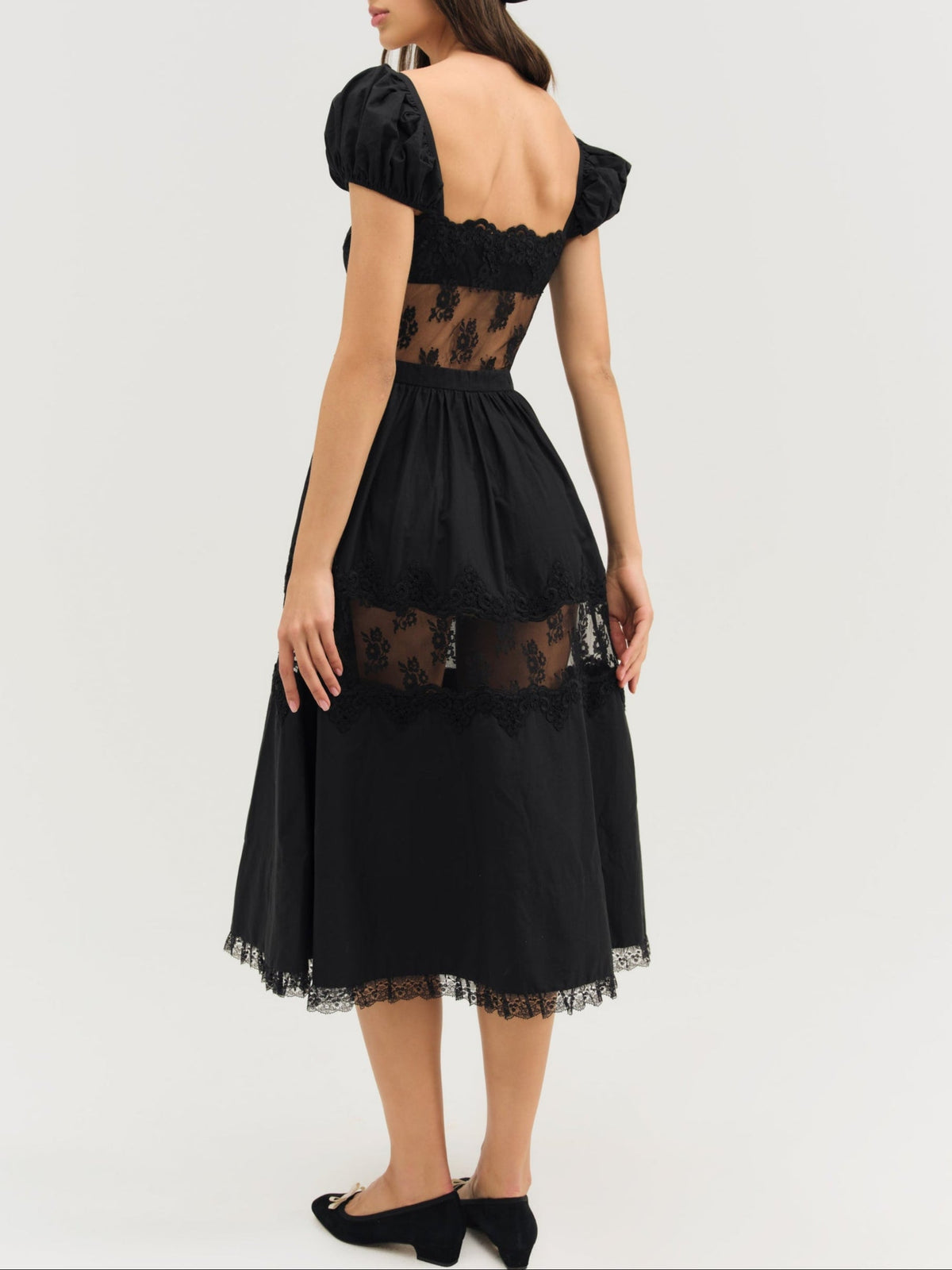 Liya Lace Midi Dress Black - For Love & Lemons