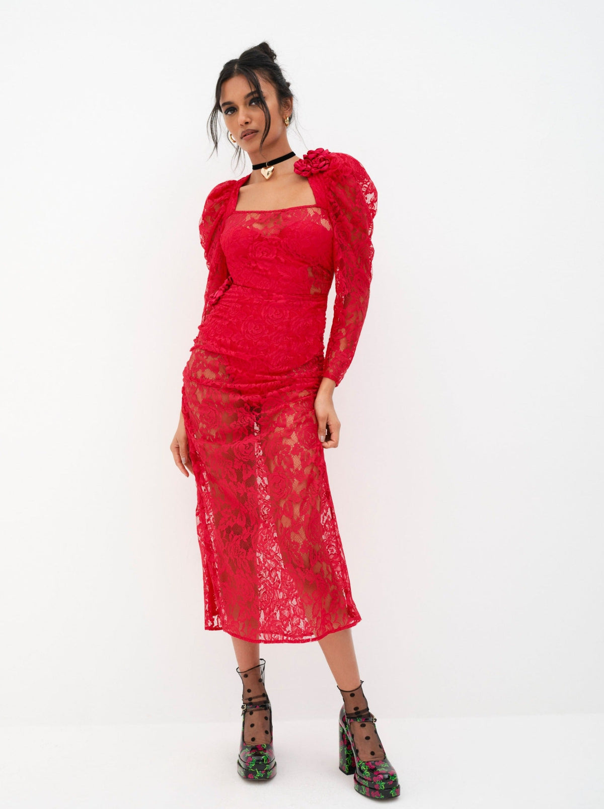 Kana Midi Dress Red - For Love & Lemons