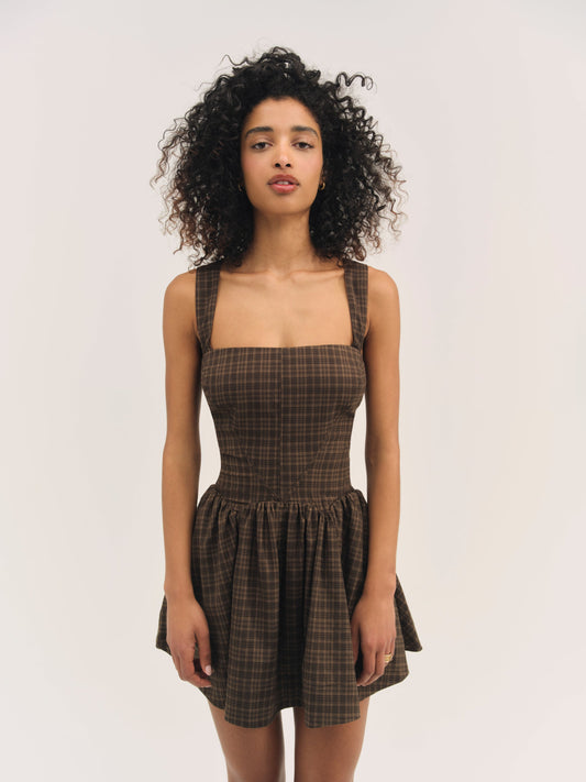 Ginny Mini Dress Brown - For Love & Lemons