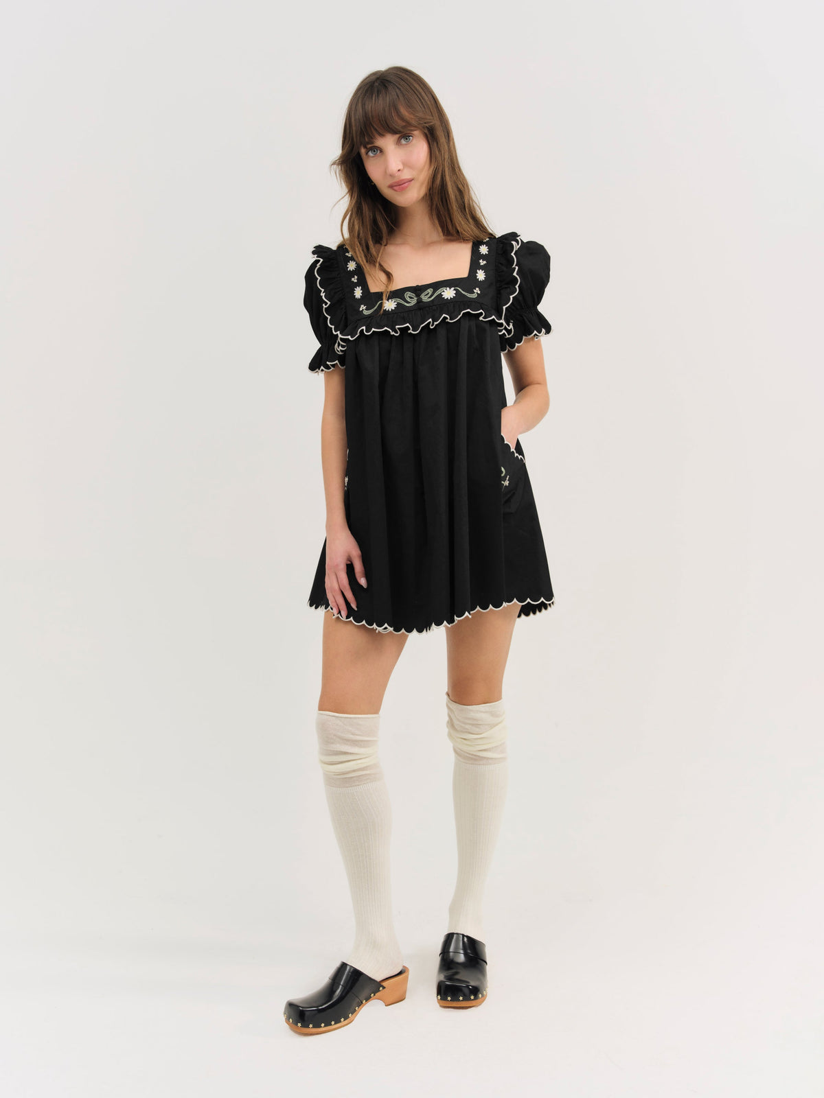 Tea Time Babydoll Dress Black - For Love & Lemons