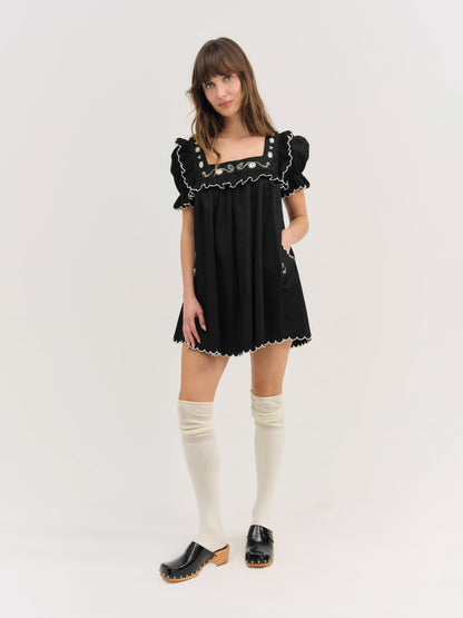 Tea Time Babydoll Dress Black - For Love & Lemons