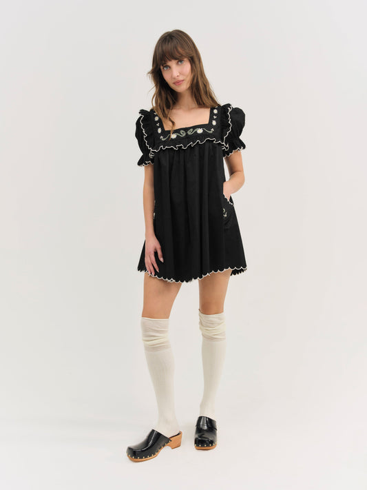 Tea Time Babydoll Dress Black - For Love & Lemons