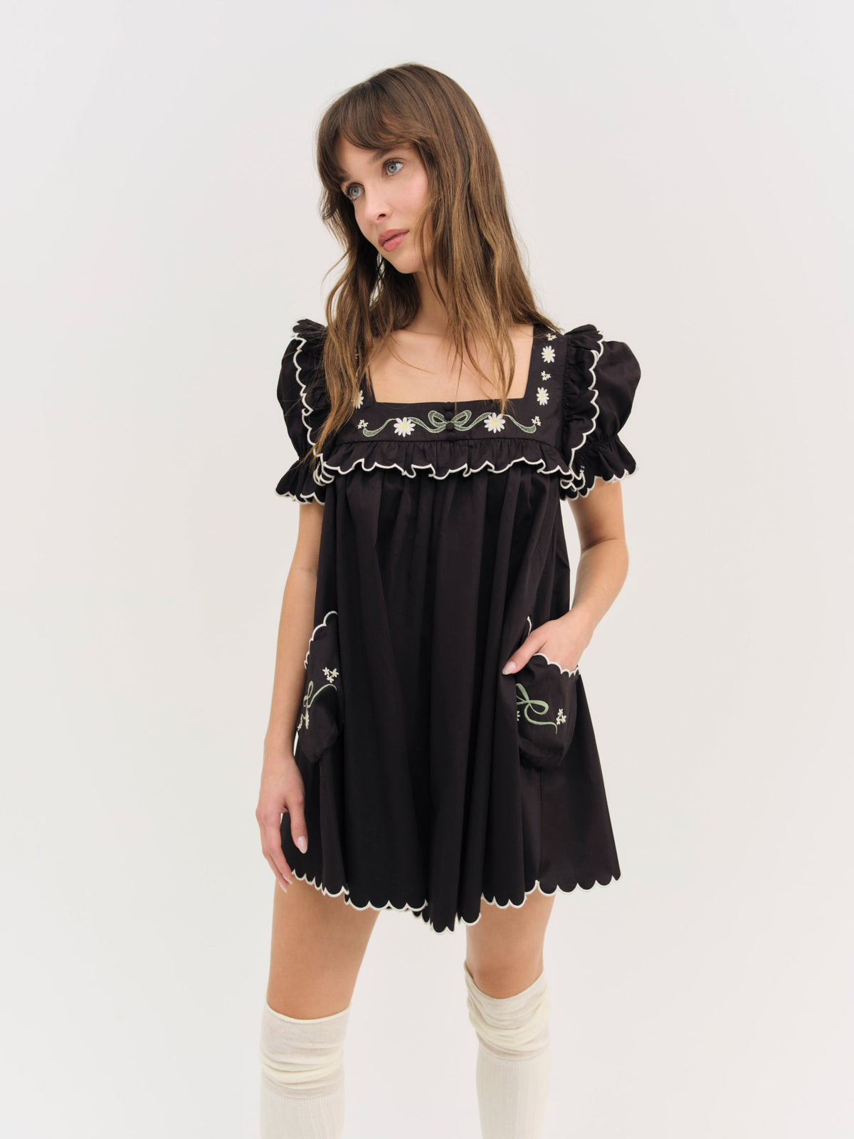 Tea Time Babydoll Dress Black - For Love & Lemons