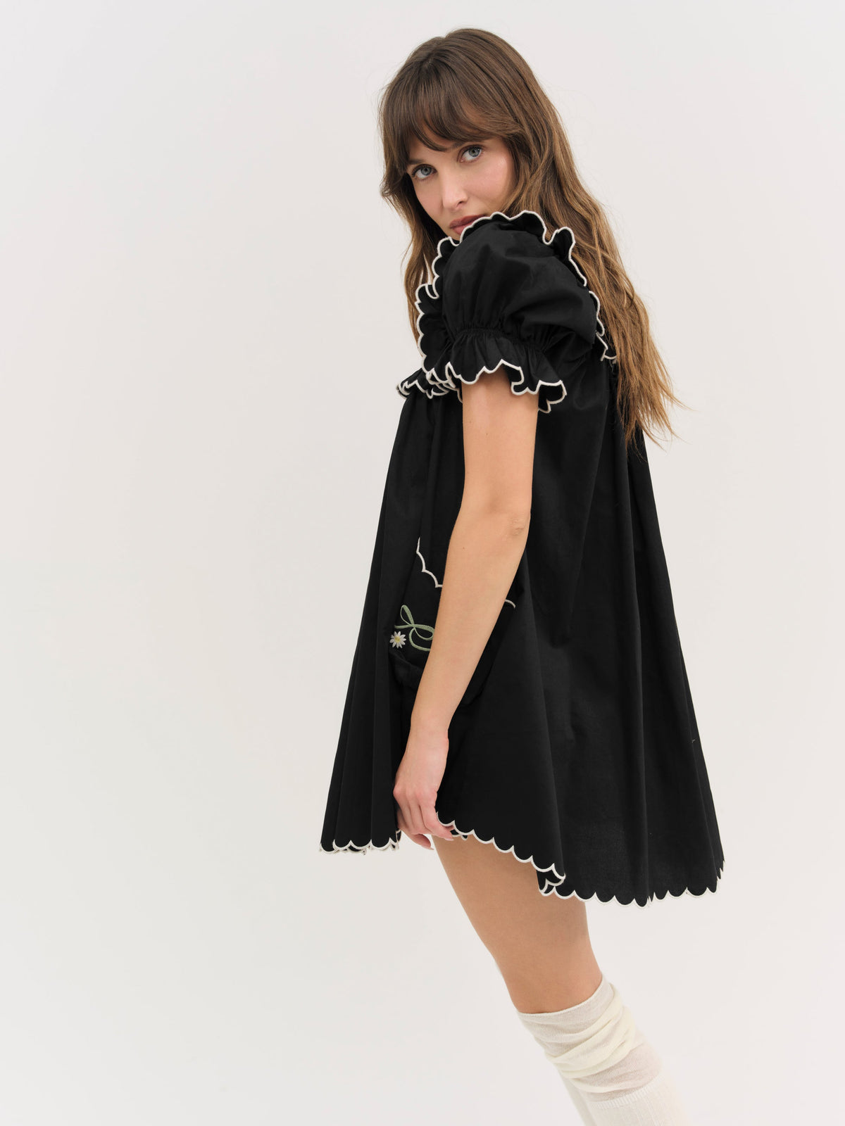Tea Time Babydoll Dress Black - For Love & Lemons