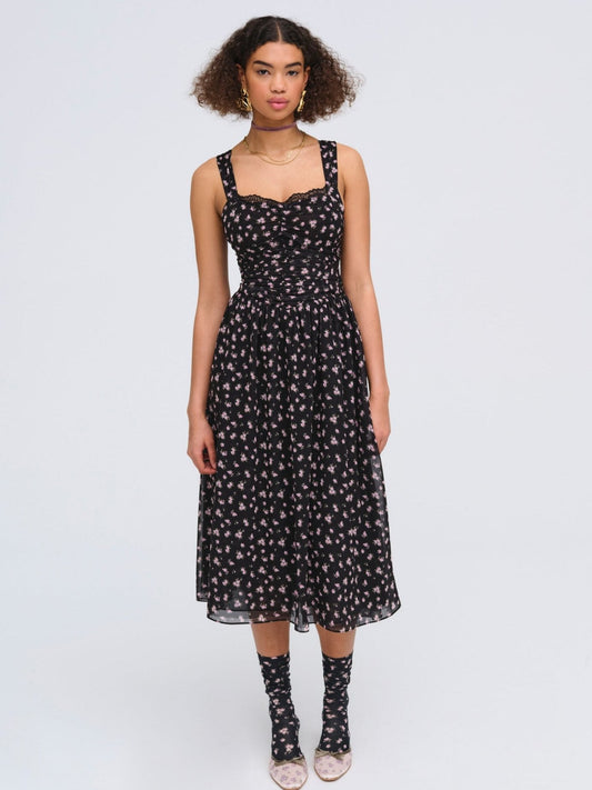 Noa Midi Dress Black - For Love & Lemons