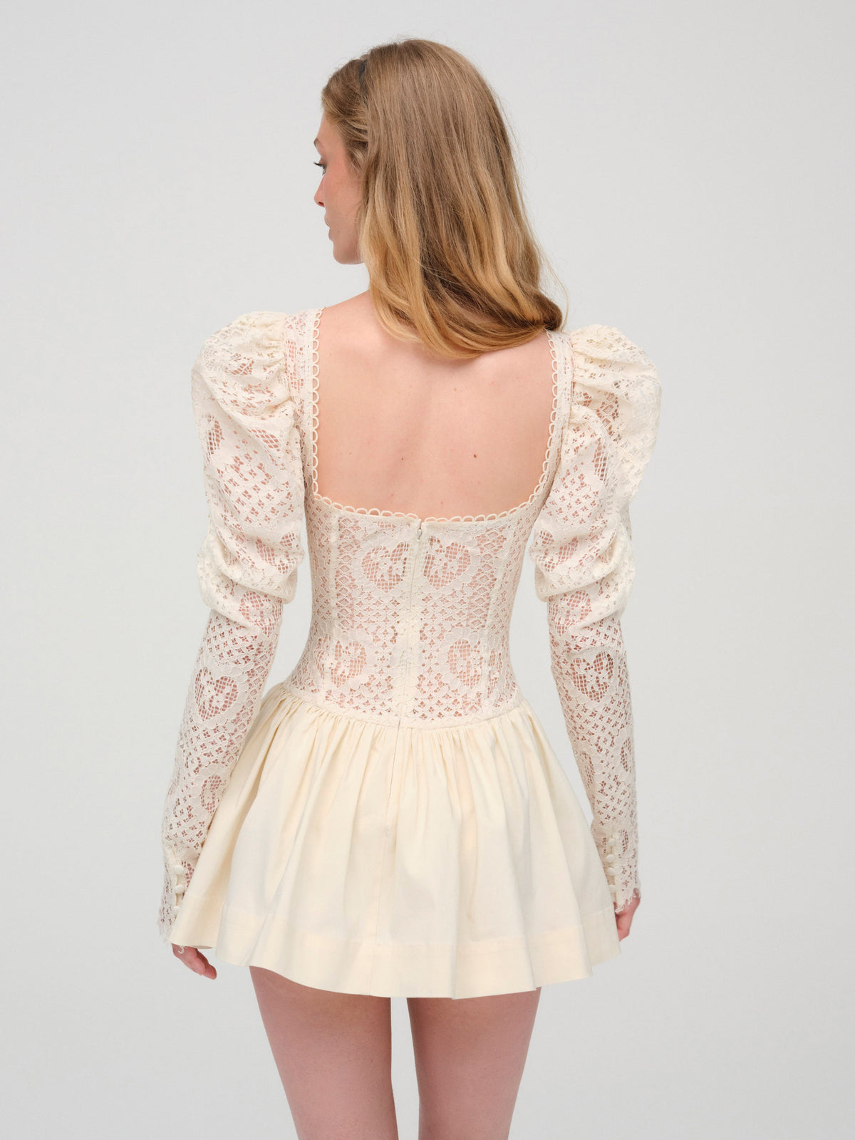 Doily Lace Mini Dress Cream - For Love & Lemons
