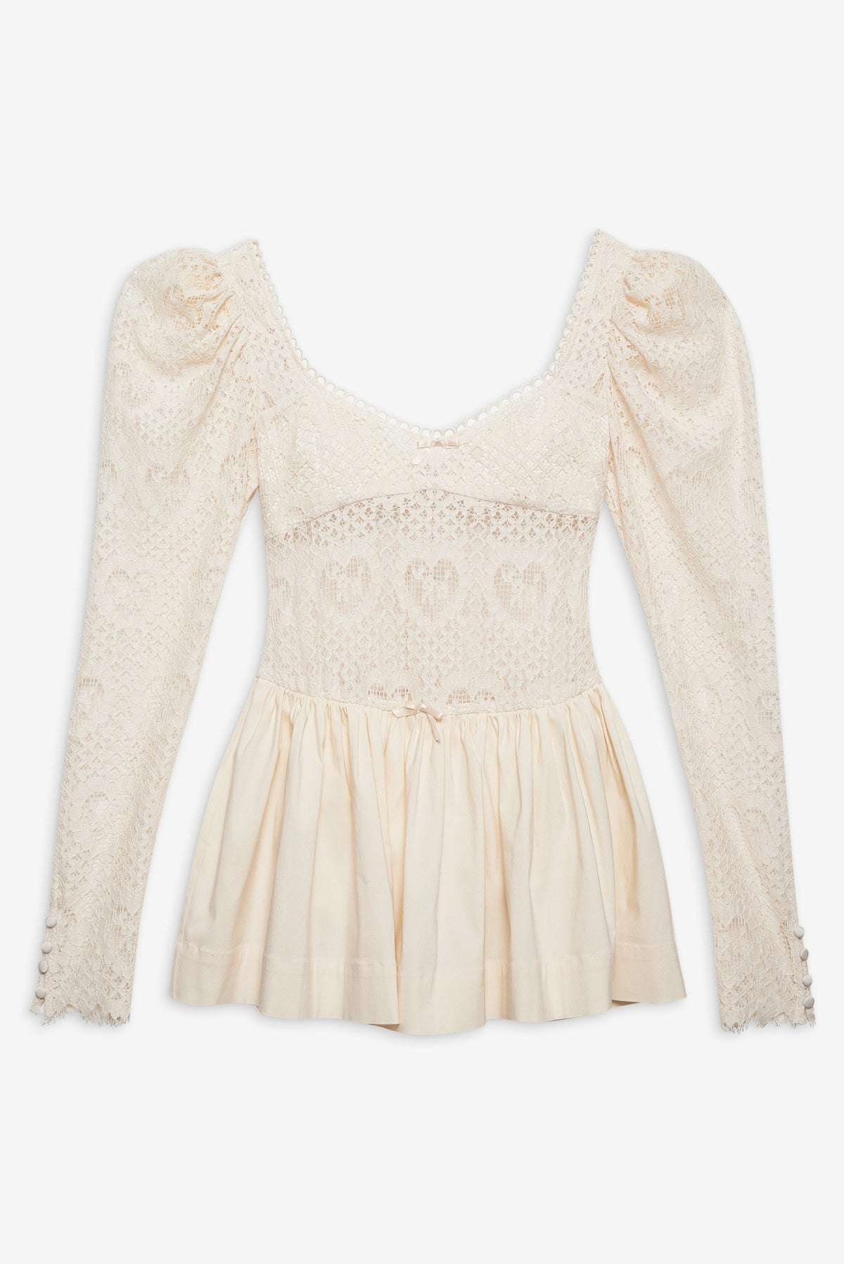 Doily Lace Mini Dress Cream - For Love & Lemons