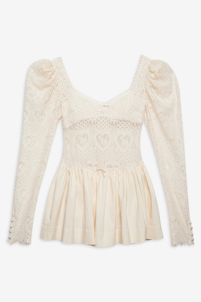 Doily Lace Mini Dress Cream - For Love & Lemons