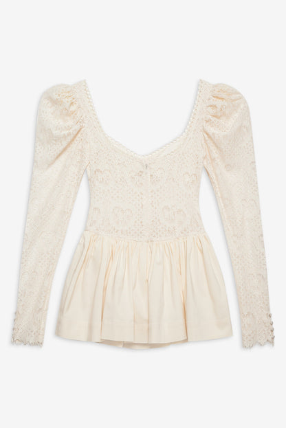 Doily Lace Mini Dress Cream - For Love & Lemons