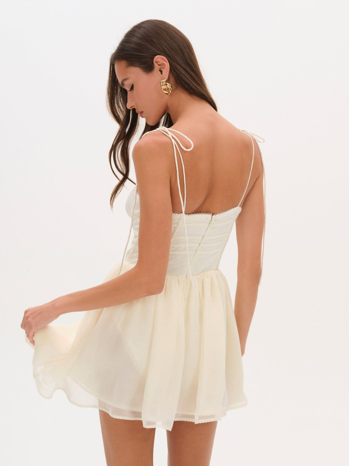 Rosie Jacquard Bustier Mini Dress Cream - For Love & Lemons