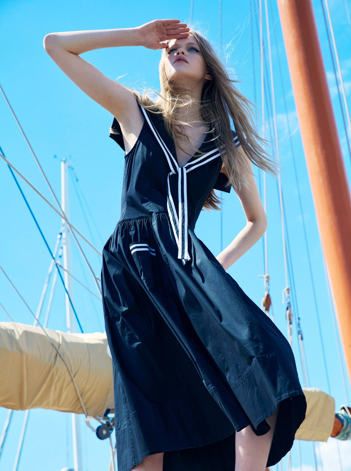 Helena Poplin Collared Midi Dress Black - For Love & Lemons