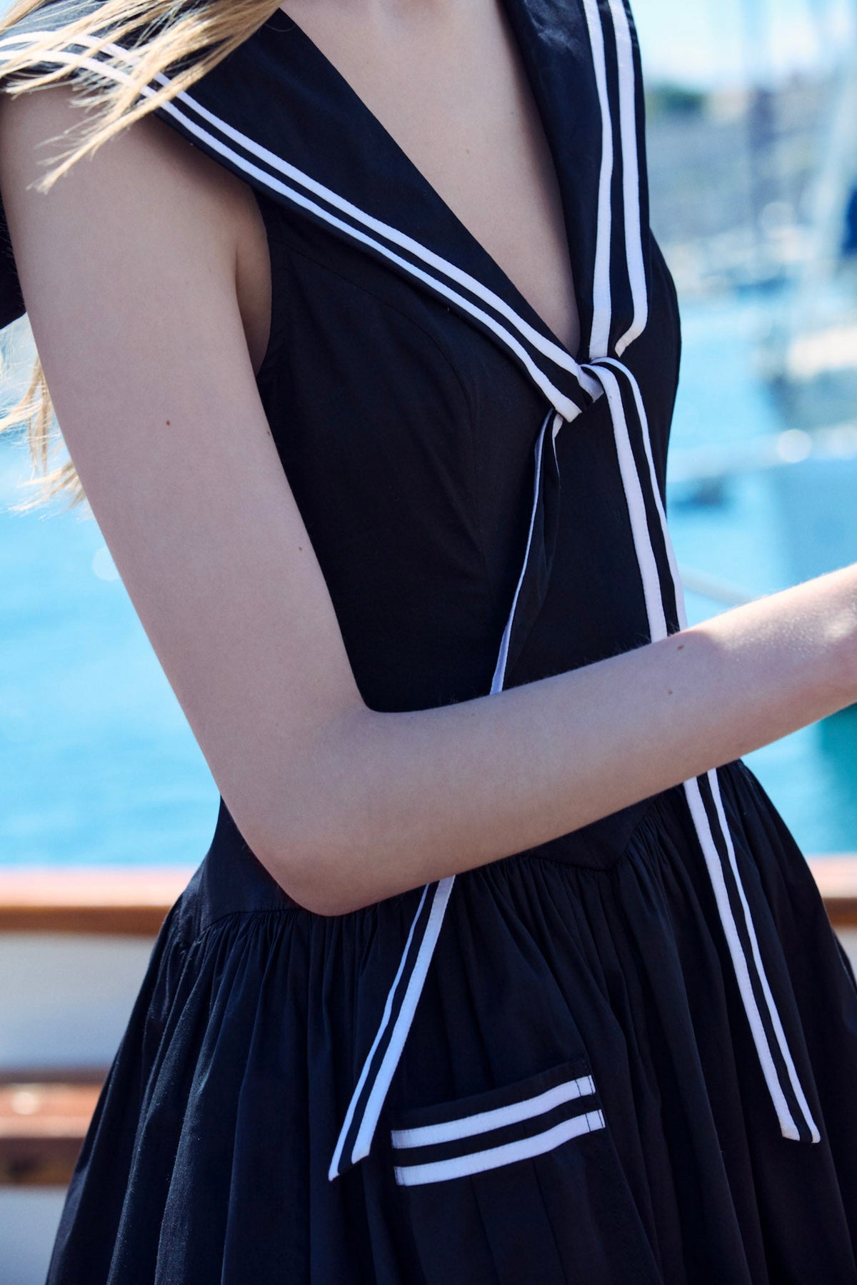 Helena Poplin Collared Midi Dress Black - For Love & Lemons