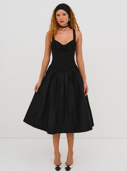 Billie Pointelle Midi Dress Black - For Love & Lemons