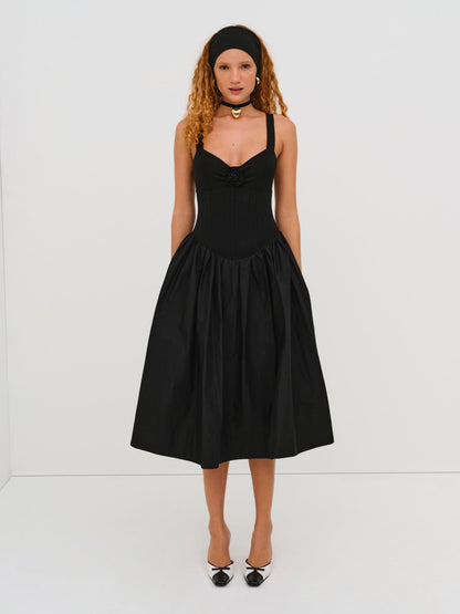 Billie Pointelle Midi Dress Black - For Love & Lemons
