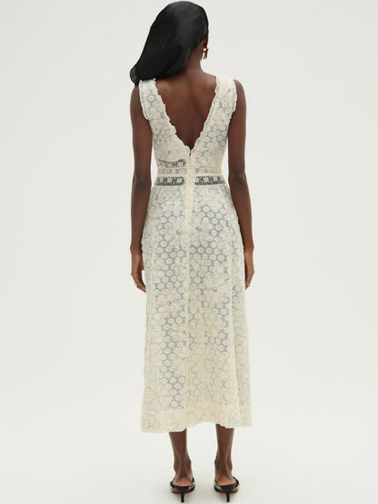 Snowflake Daisy Midi Dress Cream - For Love & Lemons