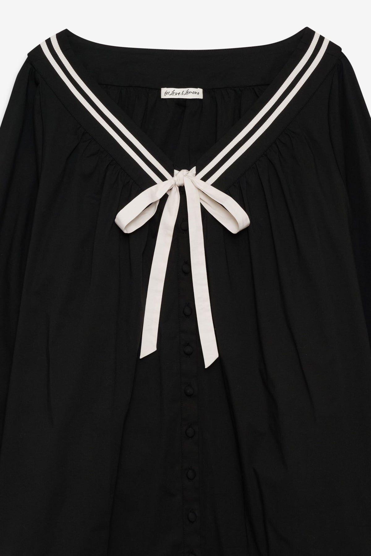 Helena Poplin Long Sleeve Mini Dress Black - For Love & Lemons