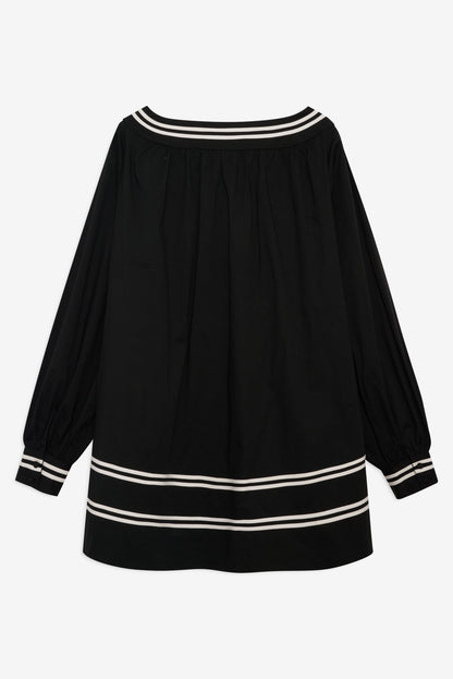 Helena Poplin Long Sleeve Mini Dress Black - For Love & Lemons