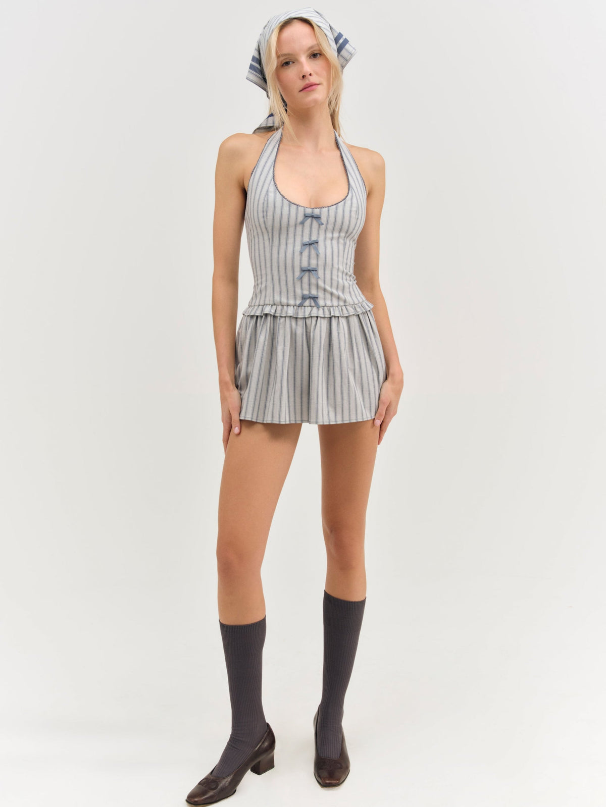 Janice Halter Mini Dress Blue - For Love & Lemons