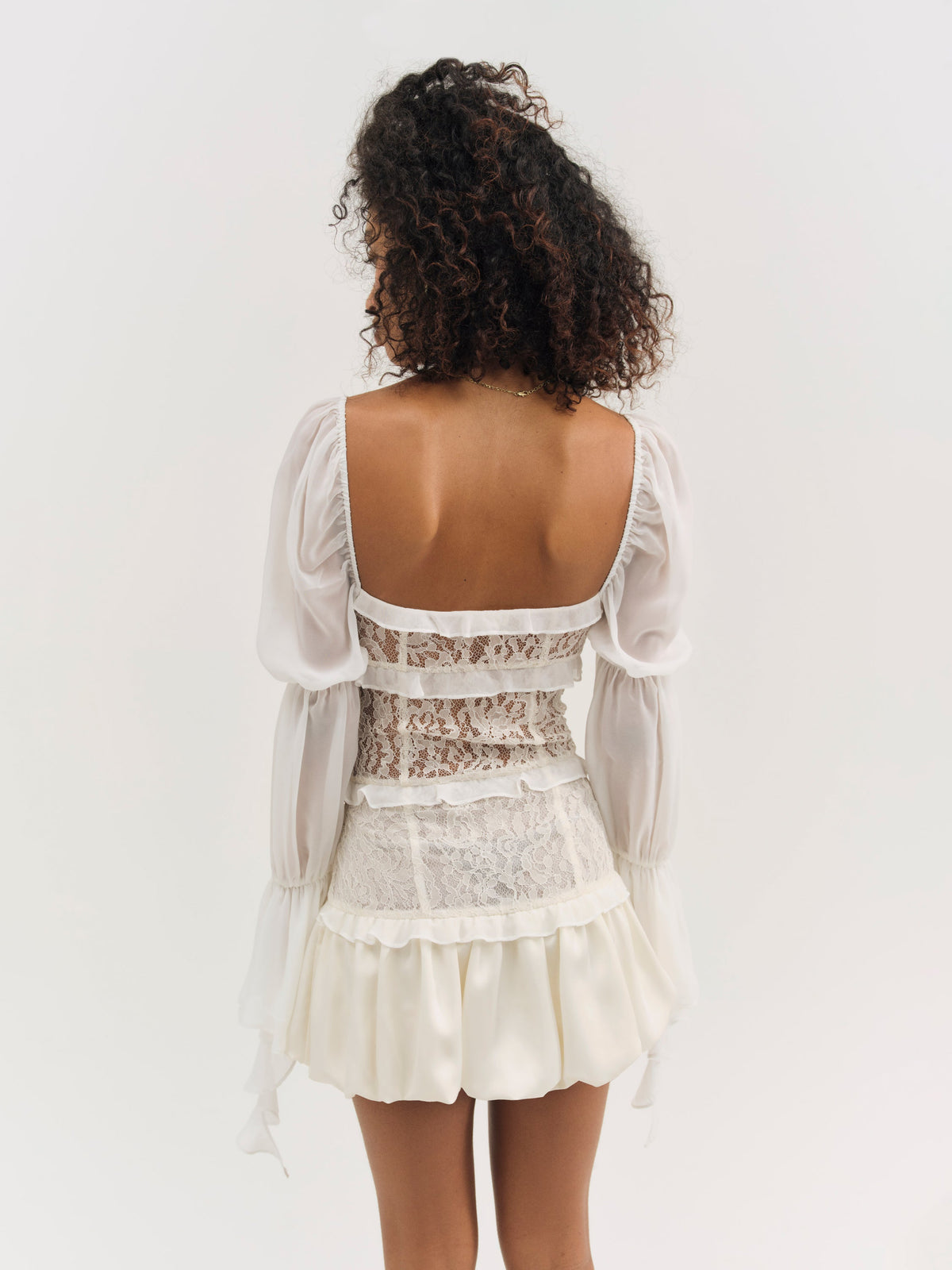 Lea Lace Long Sleeve Mini Dress Cream - For Love & Lemons