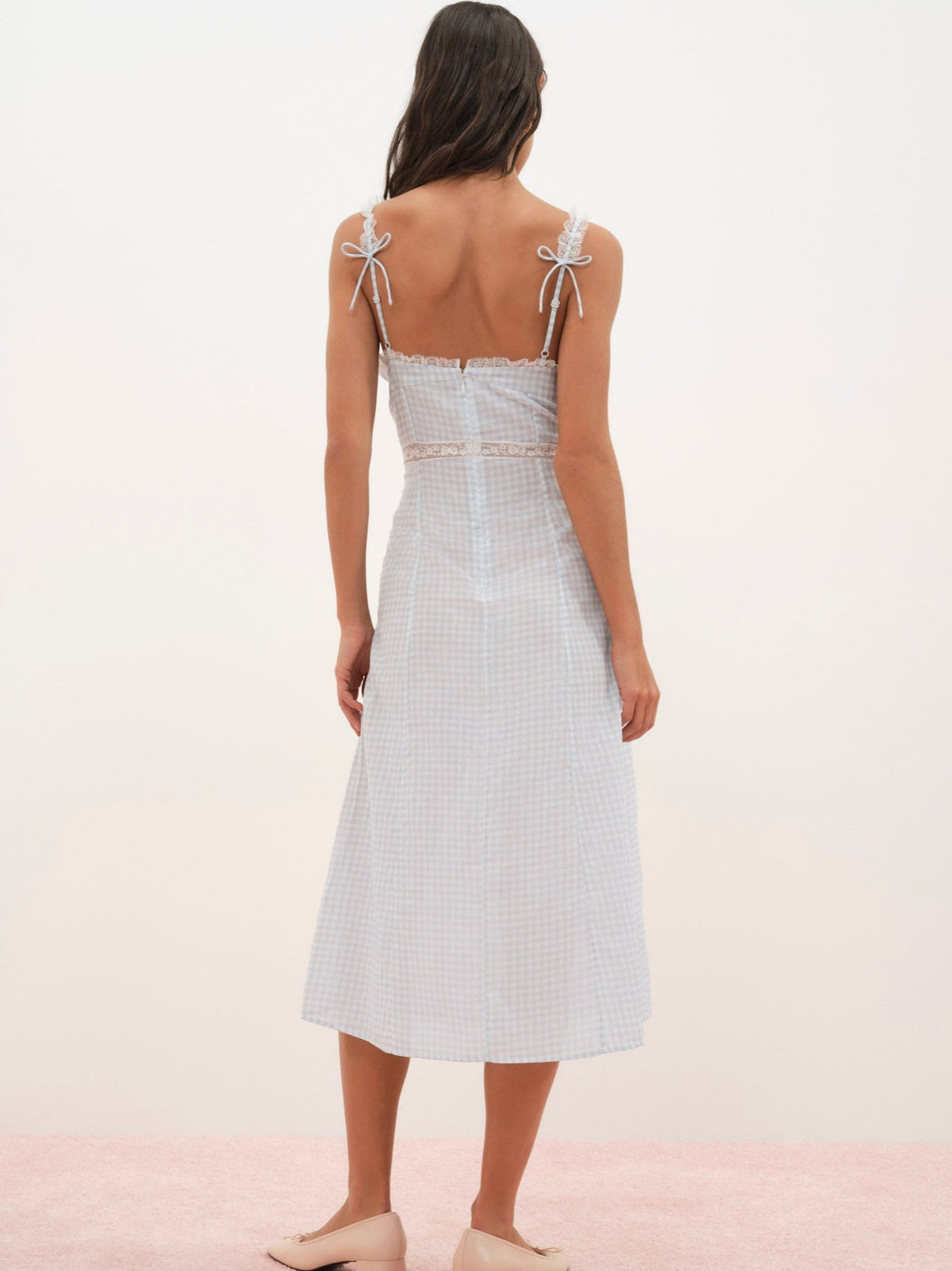 Bluebell Gingham Midi Dress Blue - For Love & Lemons