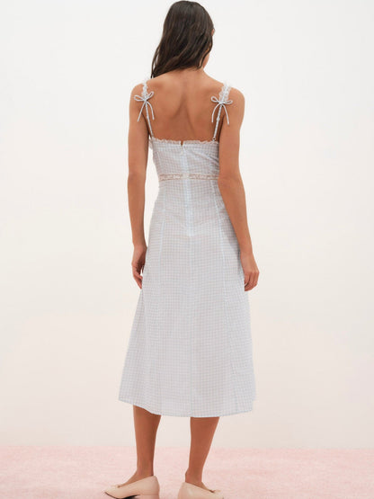 Bluebell Gingham Midi Dress Blue - For Love & Lemons