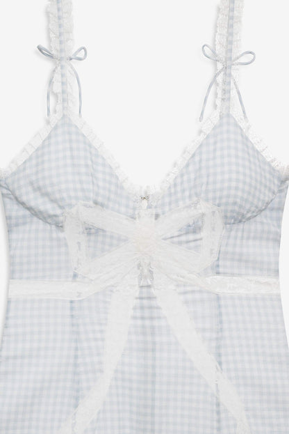 Bluebell Gingham Midi Dress Blue - For Love & Lemons