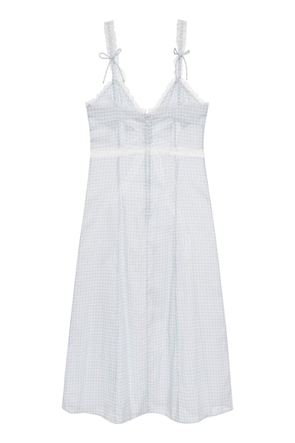 Bluebell Gingham Midi Dress Blue - For Love & Lemons