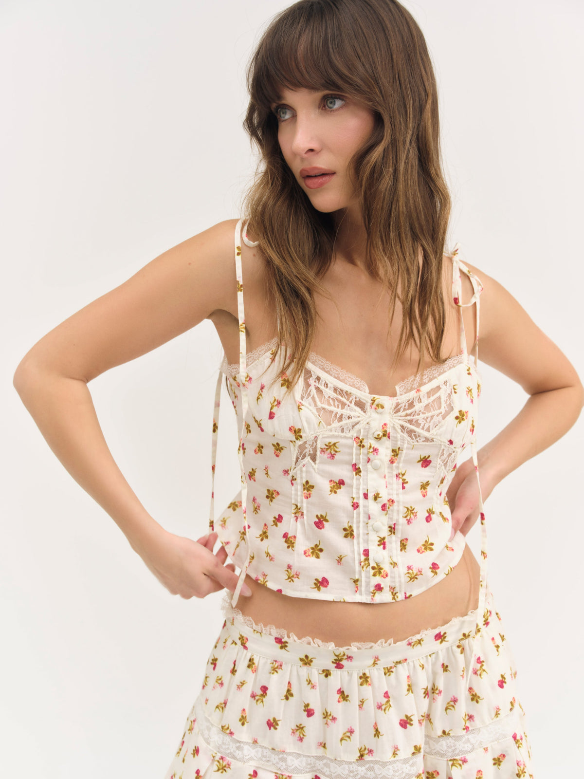 Adahlia Floral Top Cream - For Love & Lemons