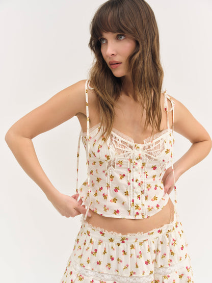 Adahlia Floral Top Cream - For Love & Lemons