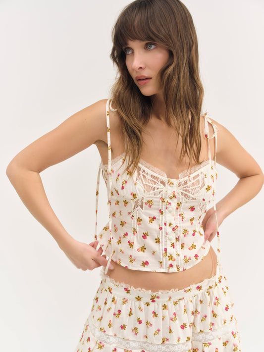 Adahlia Floral Top Cream - For Love & Lemons