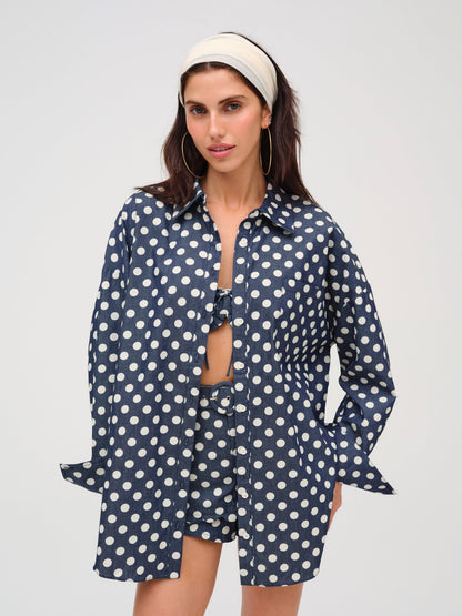 Dolly Dot Button-Down Top Indigo - For Love & Lemons