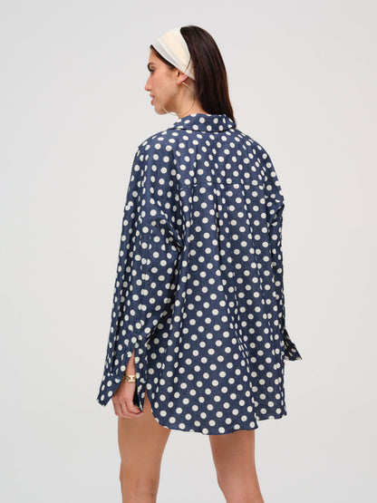 Dolly Dot Button-Down Top Indigo - For Love & Lemons