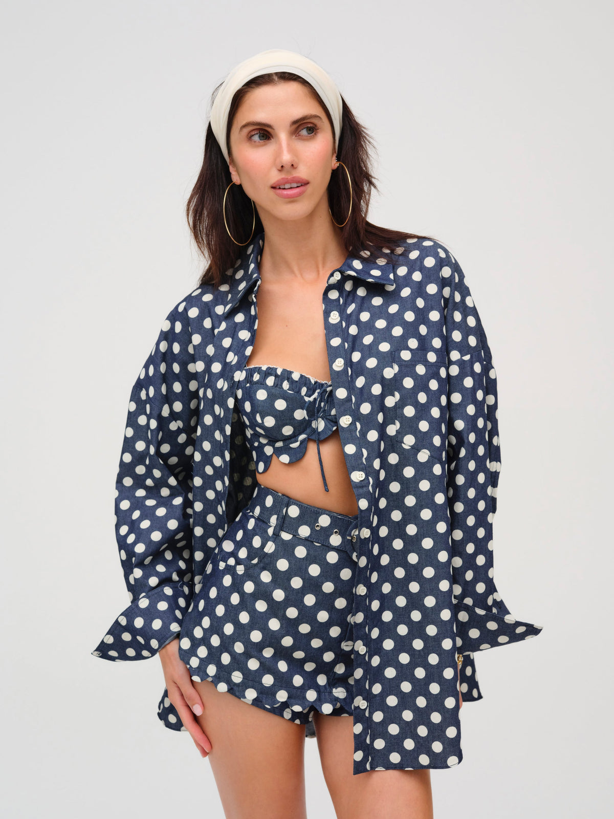 Dolly Dot Button-Down Top Indigo - For Love & Lemons