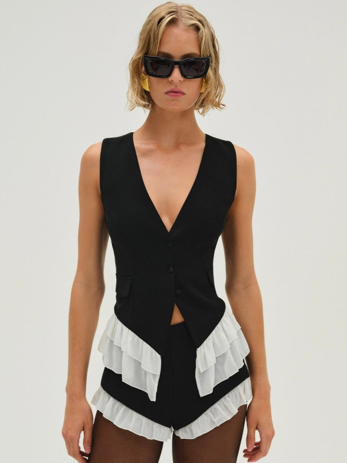 Noemie Vest Black - For Love & Lemons