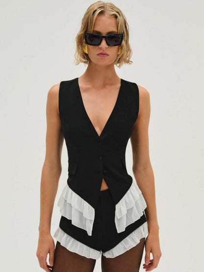 Noemie Vest Black - For Love & Lemons