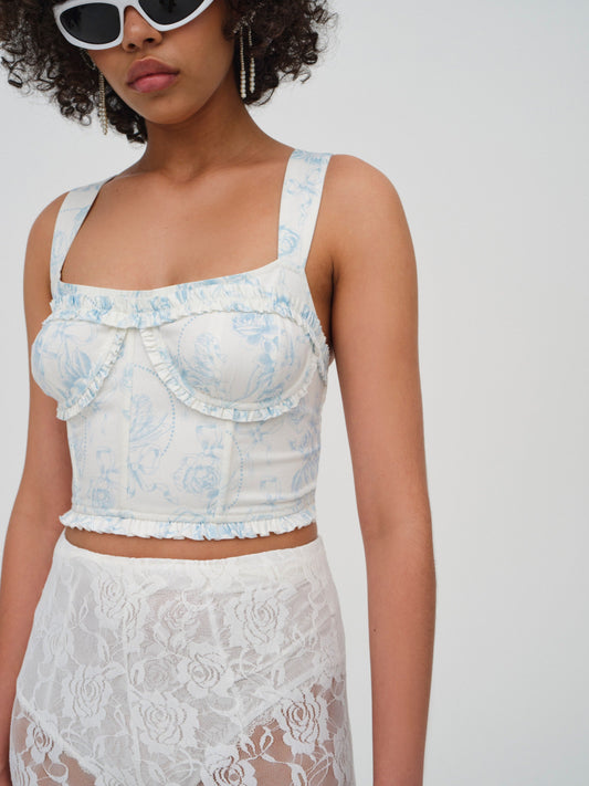 Chantal Denim Corset Top Blue - For Love & Lemons