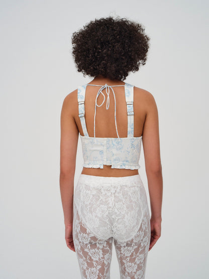 Chantal Denim Corset Top Blue - For Love & Lemons