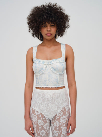Chantal Denim Corset Top Blue - For Love & Lemons