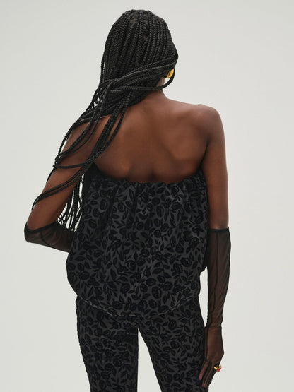 Midnight Velvet Bubble Top Black - For Love & Lemons