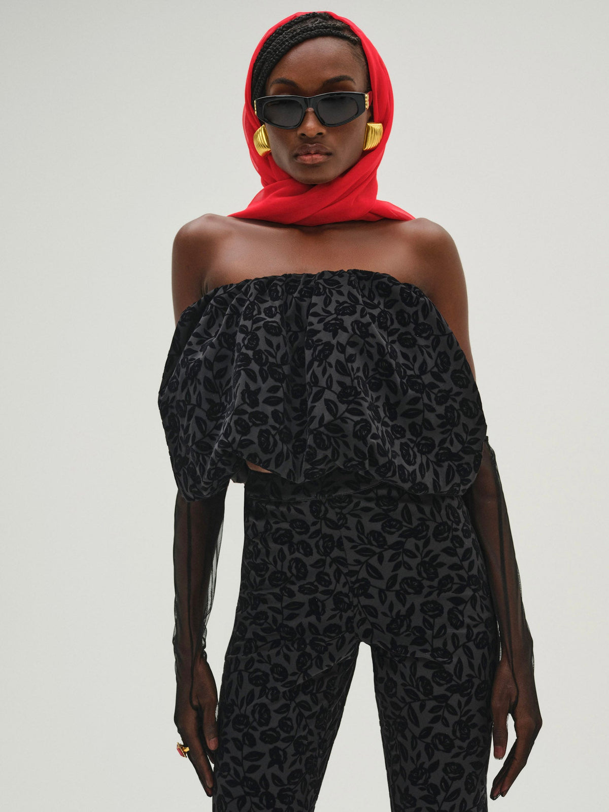Midnight Velvet Bubble Top Black - For Love & Lemons